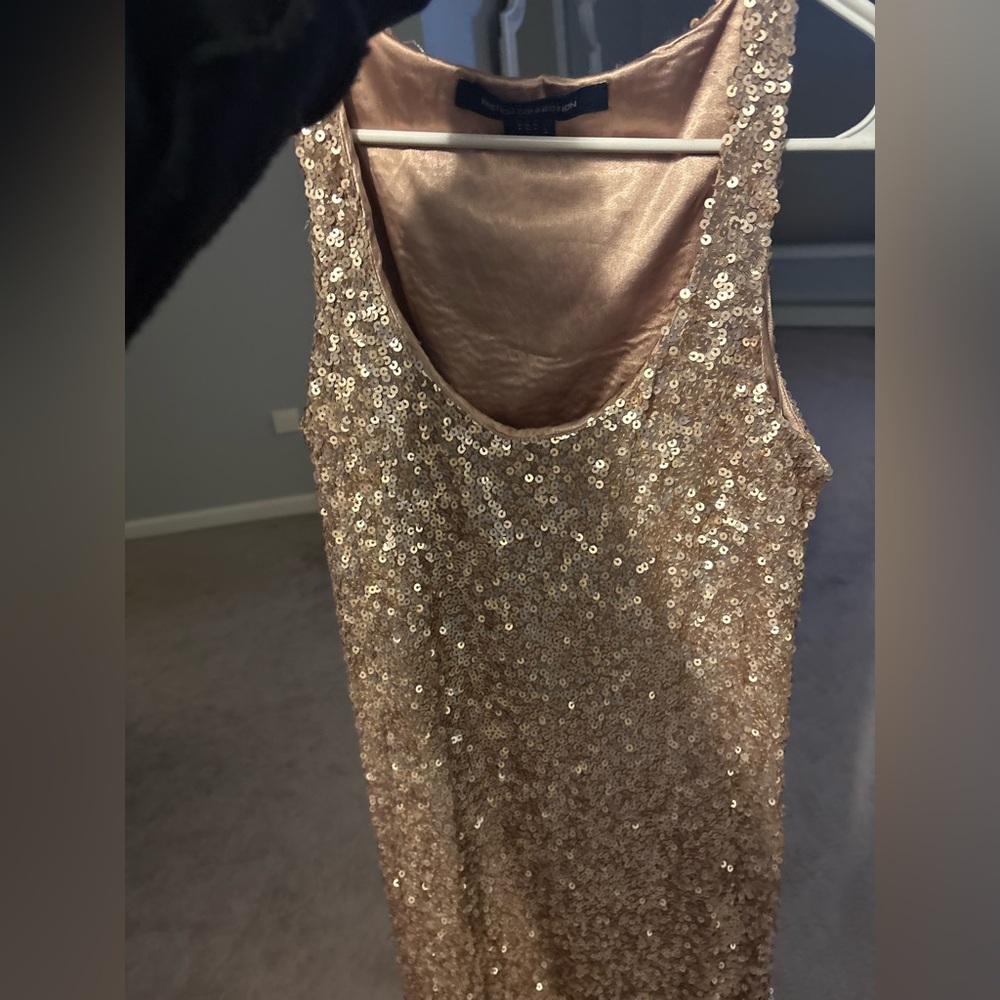 French connection sparkly gold cocktail dress